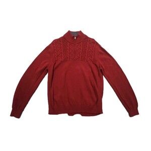 Club Room Men's Quarter Zip Textured Cotton Sweater  Burgundy Sz Large